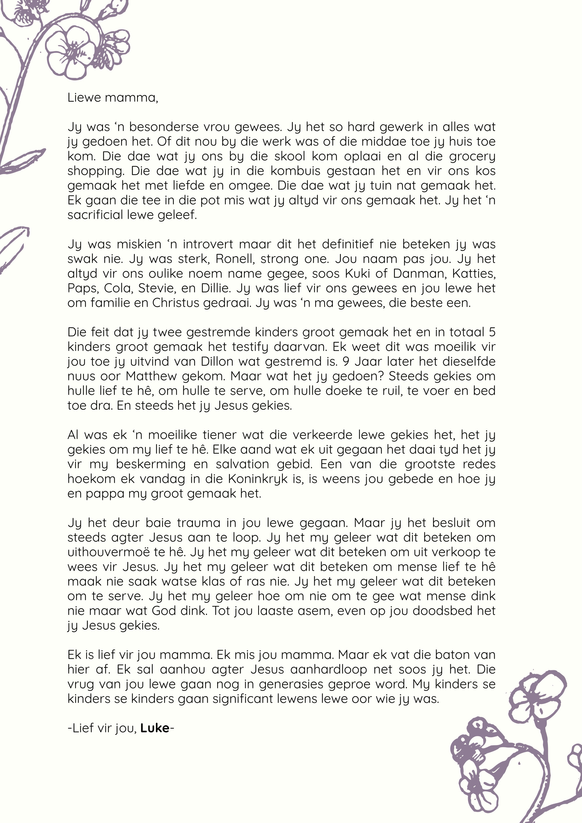 Funeral program page 9